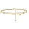 Heart Brass with Crystal Rhinestone Anklets, Golden, Letter M, 9-1/8 inch(230mm)