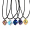 Waxed Cord Necklaces, K9 Glass Pendant Necklaces, Rhombus, Mixed Color, 18.11 inch(46cm)