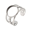 304 Stainless Steel Cuff Ring Components, Pad Ring Settings, Round, Stainless Steel Color, Tray: 12mm, Inner Diameter: 19mm