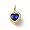 Brass Rhinestone Pendants, Heart, Golden, Capri Blue, 23x13.5x6mm, Hole: 4.5x2.5mm