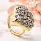 Brass Micro Pave Clear Cubic Zirconia Cuff Rings, Shell Shape Rings for Women, Cadmium Free & Nickel Free & Lead Free, Real Gold Plated & Real Platinum Plated, 19x22mm,US Size 6(16.5mm)
