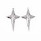 Brass Micro Pave Clear Cubic Zirconia Pendants, Nickel Free, Star, Real Platinum Plated, 30x17.5x5.5mm, Hole: 1mm