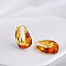 Brass Resin Hoop Earrings, Golden, Oval, Chocolate, 32x23mm