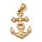 PVD Vacuum Plating 201 Stainless Steel Pendants, Anchor, Golden, 20x14x2mm, Hole: 5x2.5mm