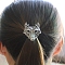 Alloy Rhinestone Hair Ties, Hair Accessories for Woman Girls, Wolf, Antique Silver, 50x40mm