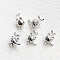 Cat Shaped Brass Peg Bails Pin Charms, for Half Hole Baroque Pearl Making, Random with or without Thread, Platinum, 13x9mm