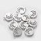 Non-Tarnish 304 Stainless Steel Charms, Flat Round with Leaf, Stainless Steel Color, 14x12x1mm, Hole: 1.5mm