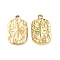 Ion Plating(IP) 304 Stainless Steel Pendants, Textured, Rectangle with Star Charm, Golden, 18x10.5x3mm, Hole: 1.2mm