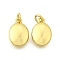 Brass Charms, Rack Plating, Lasting Plated, Cadmium Free & Lead Free, Real 18K Gold Plated, with Jump Ring, Oval, 11.5x7.5x2.5mm, Hole: 2mm