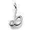 Brass Micro Pave Cubic Zirconia Pendants, Letter Charms, Rack Plating, Long-Lasting Plated, Cadmium Free & Lead Free, Letter B, 13x7x2mm, Hole: 1.6mm