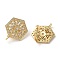 Rack Plating Brass Micro Pave Clear Cubic Zirconia Twister Clasps, Cadmium Free & Lead Free, Hexagon, Long-Lasting Plated, Real 18K Gold Plated, 19.5x14.5x7.5mm, Hole: 1.5mm, Inner Diameter: 5x8mm
