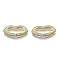 Brass Micro Pave Cubic Zirconia Spring Gate Rings, Nickel Free, Lip, Real 16K Gold Plated, Clear, 14x27x4mm, Inner Diameter: 20x6mm