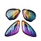 4Pcs Transparent Epoxy Resin Butterfly Wings Pendants, with Gold Foil & Glitter Powder, Magenta, 29~39.5x18.5~23x2.5~3mm, Hole: 1.1mm