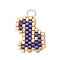 Handmade MIYUKI Seed Beads, Loom Pattern Letter Pendants, with 304 Stainless Steel Jump Rings, Letter L, 15x9x2mm, Hole: 2.5mm