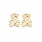 Brass Charms, Nickel Free, Bear, Real 18K Gold Plated, 13x9.5x1mm, Hole: 1.2mm