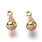 Brass Charms, Chain Extender Drop, Long-Lasting Plated, Teardrop, Real 24K Gold Plated, 7.5x4mm, Hole: 1.5mm
