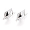 Brass Hoop Earring Findings, Cadmium Free & Nickel Free & Lead Free, Rhombus, Real Platinum Plated, 20x11.5x7.5mm, Hole: 1.4~1.5mm, Pin: 0.9mm