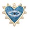 Alloy Pendants, With Plastic pearl, Heart, Eye, Charms, Steel Blue, 33x33x3mm, Hole: 1.8mm