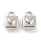 Rack Plating Alloy Pendants, Cadmium Free & Nickel Free & Lead Free, Lock, Platinum, 16x12x9.5mm, Hole: 1.6mm