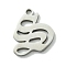 Non-Tarnish 201 Stainless Steel Pendants, Stainless Steel Color, Old Initial Letters Charms, Letter S, 18.5x171.6mm, Hole: 1.8mm