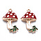 Autumn Theme Eco-Friendly Alloy Enamel Pendants, Cadmium Free & Lead Free & Nickel Free, Mushroom, Light Gold, Red, 26x16x5mm, Hole: 1.8mm