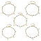 304 Stainless Steel & Brass Double Layer Chain Anklets, Enamel Style, with Golden Plated Charms, Mixed Shapes, 9-1/8 inch(23cm)