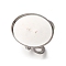 304 Stainless Steel Open Cuff Findings, Bezel Cup Ring Settings, Oval, Stainless Steel Color, Tray: 25x18mm, Inner Diameter: 18mm