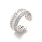 Brass Micro Pave Cubic Zirconia Open Cuff Rings, Platinum, Inner Diameter: 17.8mm
