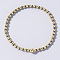 Korean Style Glass Seed & Brass Round Beaded Stretch Bracelets for Women, Gray, Inner Diameter: 6-1/2 inch(16.5cm)