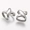 Tarnish Resistant 304 Stainless Steel Slide Charms, X shape, Stainless Steel Color, 16.5x17x12mm, Hole: 8x12.5mm