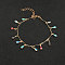 Alloy Colorful Enamel Charm Bar Link Chain Anklets for Women, Golden, Evil Eye Teardrop, 8-5/8 inch(220mm)