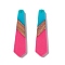 Opaque Resin & Walnut Wood Pendants, Hexagon Charms, Deep Pink, 49x12x3mm, Hole: 2mm
