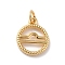 Brass Charms, Cadmium Free & Lead Free, Real 18K Gold Plated, Ring with Twelve Constellations, Libra, 14.5x12x2mm, Hole: 3.4mm