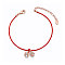 Brass Charm Bracelets, with Czech Rhinestone and Red Rope, Rose Gold, 6-3/4 inch(17cm)