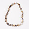 Natural Dyed Agate Beads Necklaces, with Brass Lobster Claw Clasps, Round, Gray, Beads: 6mm, 18.9 inch(48cm)