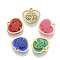 201 Stainless Steel Pendants, with Epoxy Resin, Heart with Tree of Life, Golden, Mixed Color, 9.5x10x1.5mm, Hole: 1mm