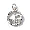 Brass Micro Pave Cubic Zirconia Charms, with Jump Ring, Cadmium Free & Lead Free, Round Ring & Sea & Whale Tail Charms, Platinum, 13.5x11.5x2mm, Hole: 3mm