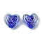 Luminous Handmade Gold Sand Lampwork Beads, Glow in the Dark, Heart, Blue, 19x21x12mm, Hole: 1.5mm
