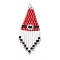 Glass Seed Beaded Christmas Hat Pendants, with 304 Stainless Steel Jump Rings, Mixed Color, 58x24x2mm, Hole: 4.5mm