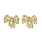 Ion Plating(IP) 304 Stainless Steel Stud Earrings, Bowknot, Real 14K Gold Plated, 20x24mm