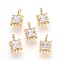 Brass Cubic Zirconia Pendants, Nickel Free, Real 18K Gold Plated, 7.5x5x3mm, Hole: 1mm