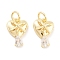Brass with Clear Cubic Zirconia Charms, Cadmium Free & Nickel Free & Lead Free, with Jump Ring, Heart with Teardrop Charms, Real 18K Gold Plated, 14x10x4mm, Hole: 3mm