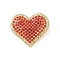 Heart Zinc Alloy Rhinestone Brooches for Backpack Clothes, Light Siam, 27x30.5mm