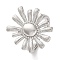 Rack Plating Flower Brass Open Cuff Rings for Women, Lead Free & Cadmium Free, Long-Lasting Plated, Platinum, 21mm