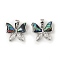 Brass & Paua Shell & Clear Cubic Zirconia Pendants, Butterfly Charms, Platinum, 13.5x15.5x4mm, Hole: 4.5x2.5mm