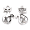 Tibetan Style Alloy Pendant Rhinestone Settings, Cat, Cadmium Free & Lead Free, Antique Silver, Fit for 1.2mm Rhinestone, 25.5x16x2mm, Hole: 1.8mm, about 680pcs/1000g