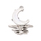 Alloy & Resin Pendants, Crescent Charms, Platinum, Moon, 21x27x5mm, Hole: 1.6mm