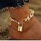 Alloy Lock Charm Twisted Chain Anklets, Golden, 9-1/4 inch(235mm)