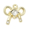 Alloy Pendants with Rhinestone, Rack Plating, Cadmium Free & Nickel Free & Lead Free, Bowknot Shape, Golden, 16x15.5x3.5mm, Hole: 1.6mm