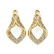 Brass Micro Pave Cubic Zirconia Pendants, Cadmium Free & Nickel Free & Lead Free, Rhombus Charms, Real 18K Gold Plated, 24.5x13x5.5mm, Hole: 1.2mm